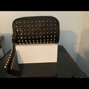 Tory Burch Leather Pyramid Stud Clutch Black Brand New Without Tags